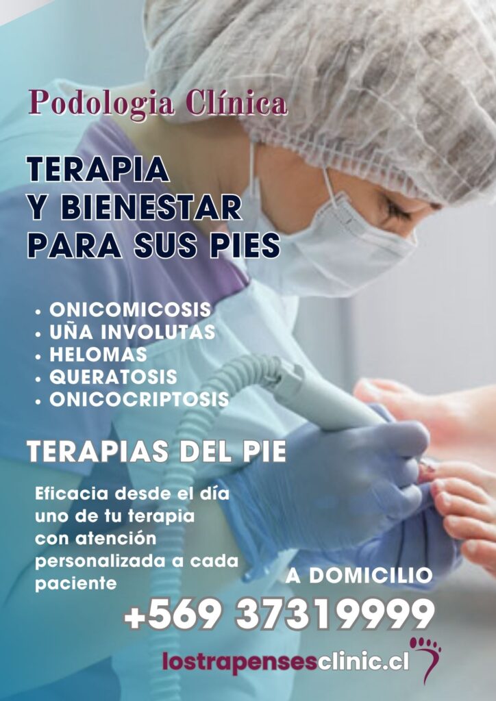 Especialista de Los Trapenses Clinic realizando tratamiento de podología clínica a domicilio con equipo de fresado en Lo Barnechea.